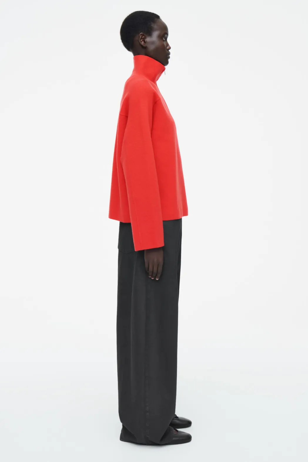 Online COS MERINO WOOL HALF-ZIP JUMPER BRIGHT RED