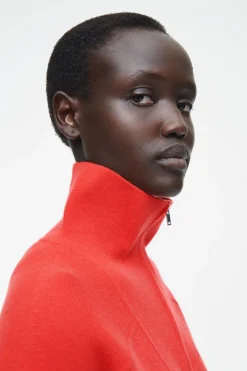 Online COS MERINO WOOL HALF-ZIP JUMPER BRIGHT RED