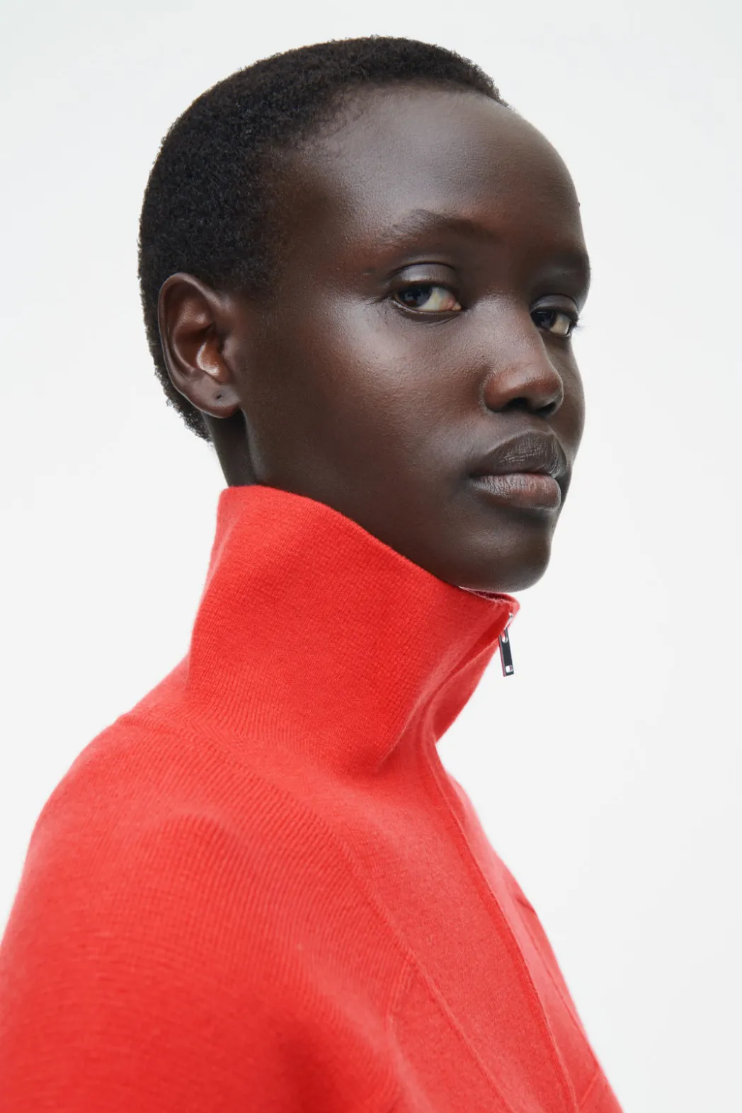 Online COS MERINO WOOL HALF-ZIP JUMPER BRIGHT RED