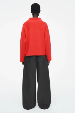 Online COS MERINO WOOL HALF-ZIP JUMPER BRIGHT RED