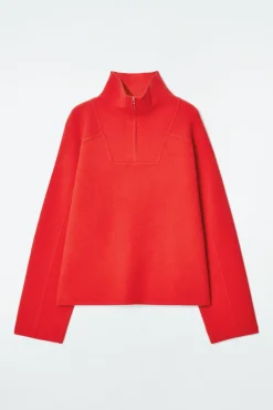 Online COS MERINO WOOL HALF-ZIP JUMPER BRIGHT RED