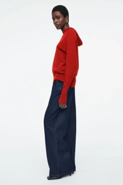 Sale COS MERINO WOOL HOODIE RED
