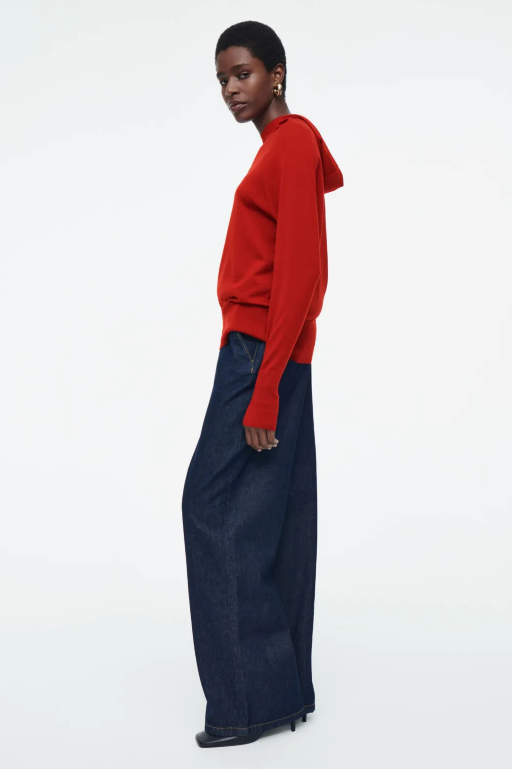 Sale COS MERINO WOOL HOODIE RED
