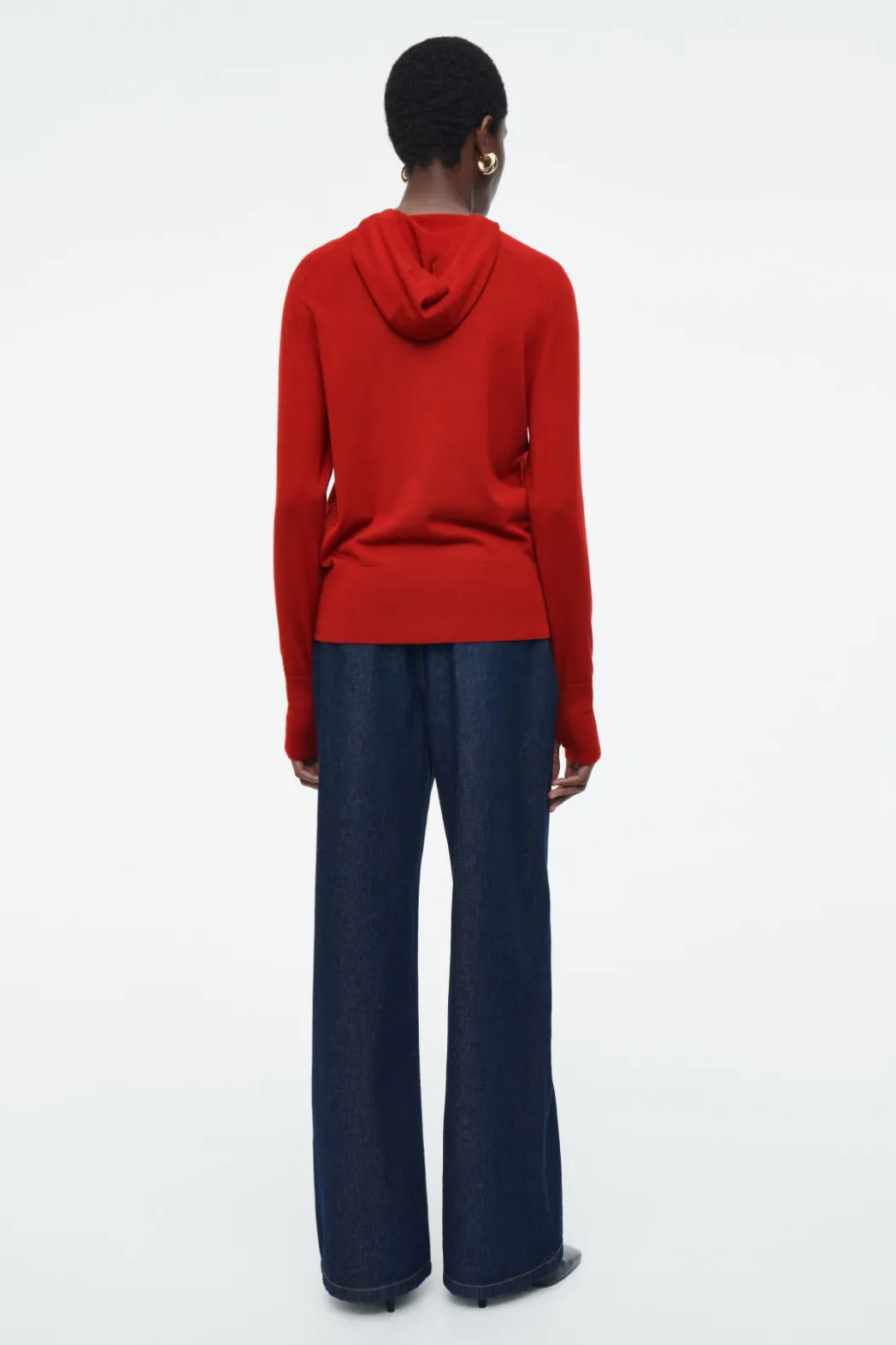 Sale COS MERINO WOOL HOODIE RED