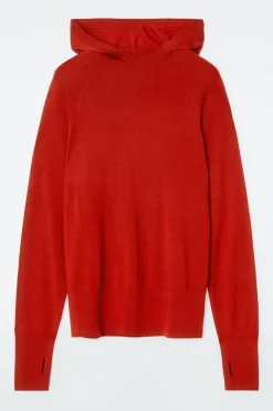 Sale COS MERINO WOOL HOODIE RED