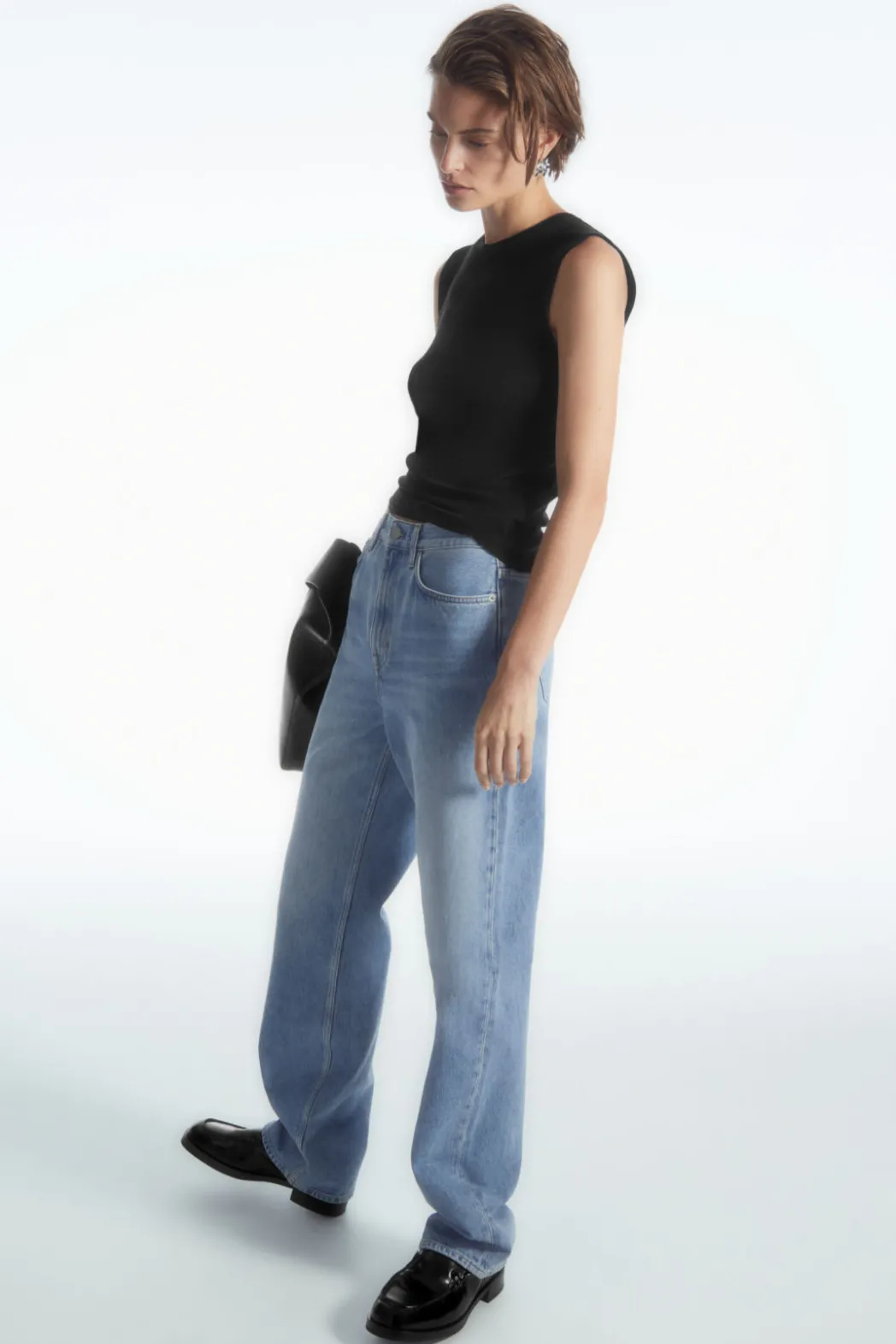 Clearance COS MERINO WOOL KNITTED TANK TOP BLACK