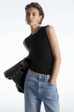 Clearance COS MERINO WOOL KNITTED TANK TOP BLACK