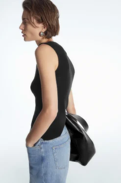 Clearance COS MERINO WOOL KNITTED TANK TOP BLACK