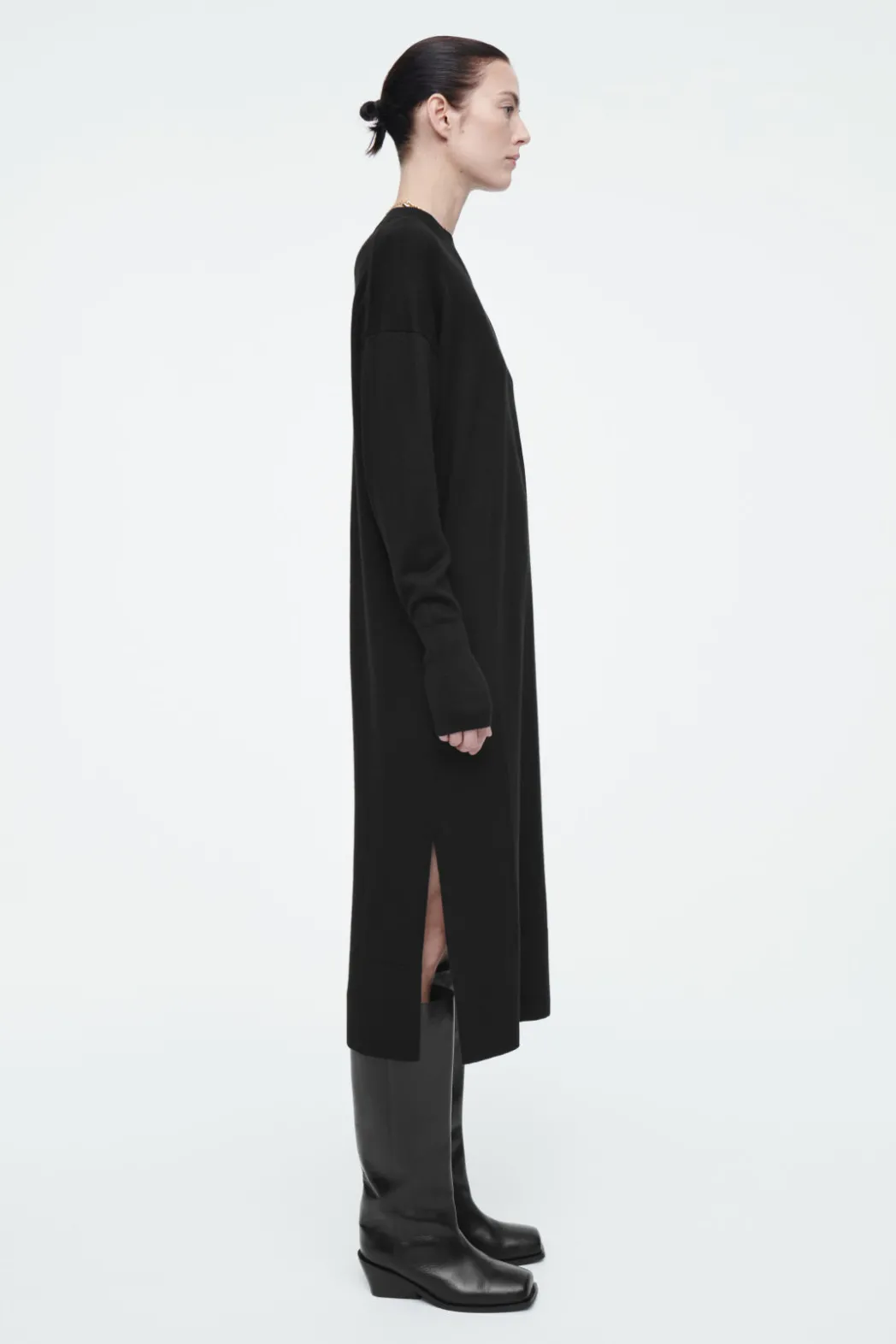 Outlet COS MERINO WOOL MIDI DRESS BLACK