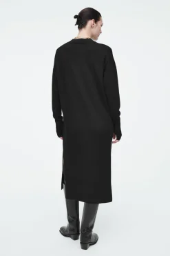 Outlet COS MERINO WOOL MIDI DRESS BLACK