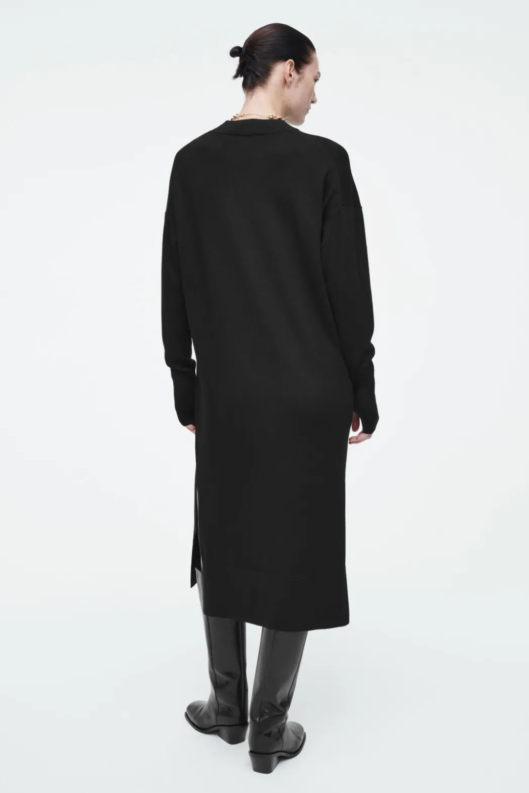 Outlet COS MERINO WOOL MIDI DRESS BLACK
