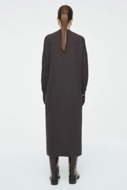 Sale COS MERINO WOOL MIDI DRESS BROWN MÉLANGE
