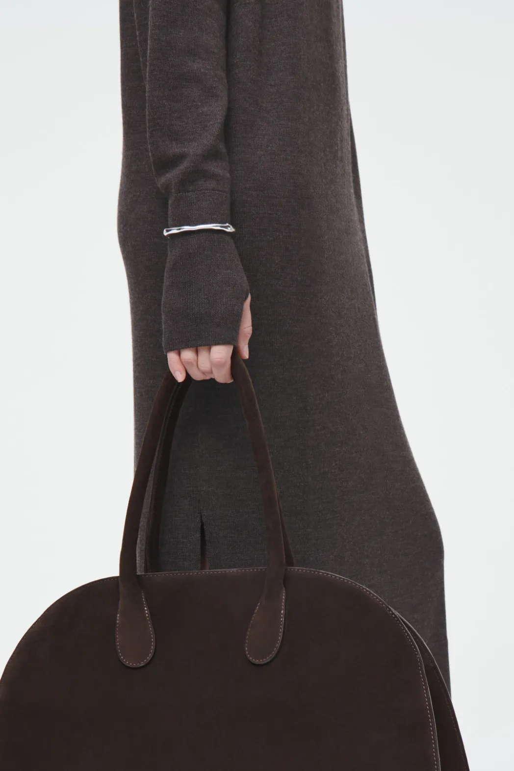 Sale COS MERINO WOOL MIDI DRESS BROWN MÉLANGE