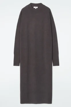 Sale COS MERINO WOOL MIDI DRESS BROWN MÉLANGE