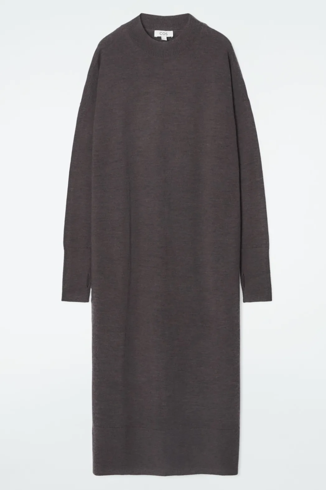 Sale COS MERINO WOOL MIDI DRESS BROWN MÉLANGE