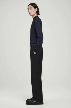 COS MERINO WOOL MOCK-NECK JUMPER NAVY