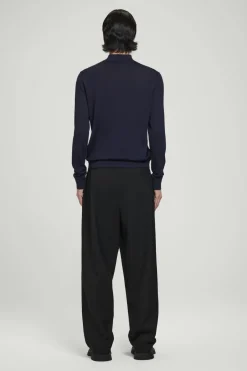 COS MERINO WOOL MOCK-NECK JUMPER NAVY