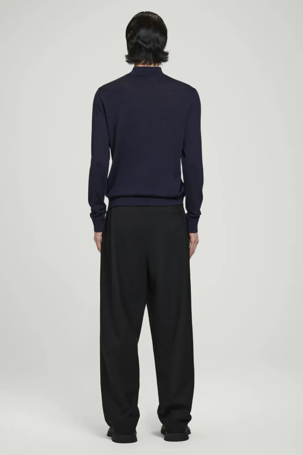COS MERINO WOOL MOCK-NECK JUMPER NAVY