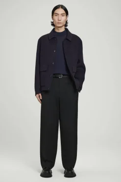 COS MERINO WOOL MOCK-NECK JUMPER NAVY