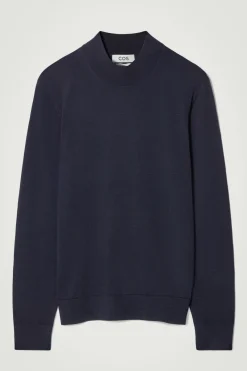 COS MERINO WOOL MOCK-NECK JUMPER NAVY