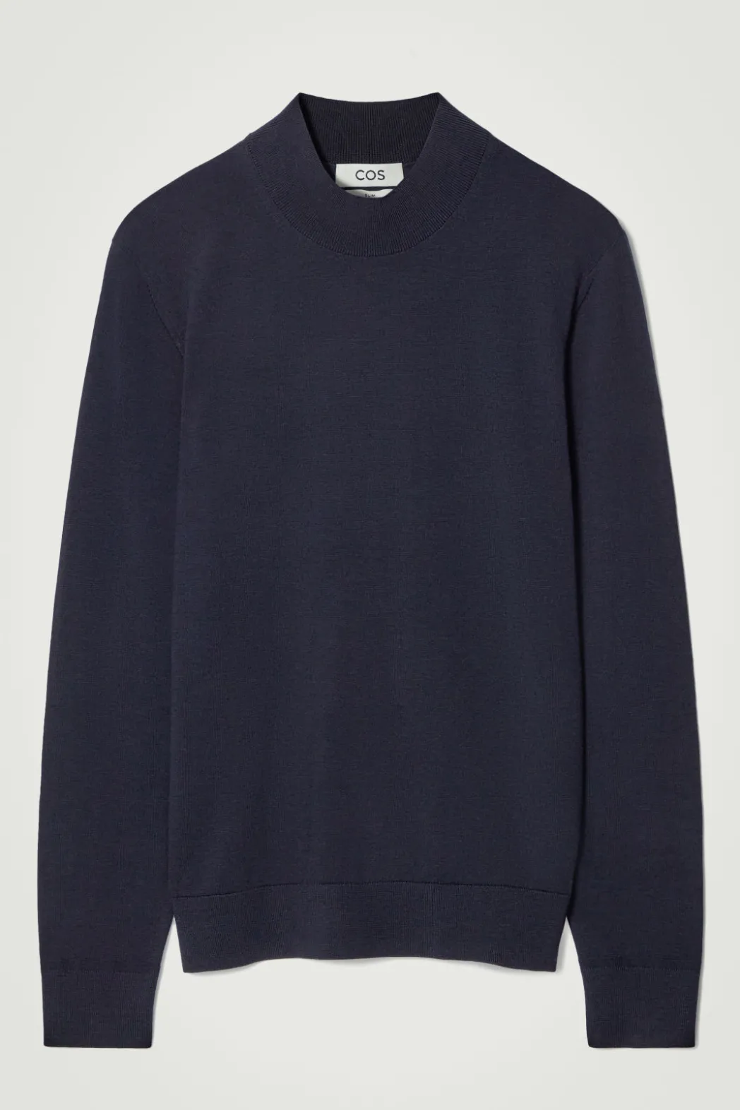 COS MERINO WOOL MOCK-NECK JUMPER NAVY
