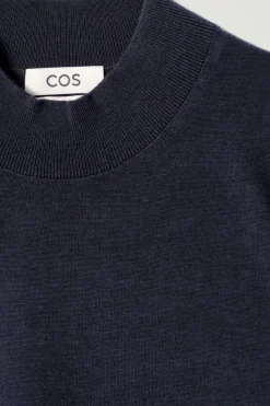 COS MERINO WOOL MOCK-NECK JUMPER NAVY