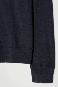 COS MERINO WOOL MOCK-NECK JUMPER NAVY