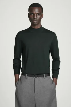 Best COS MERINO WOOL MOCK-NECK JUMPER DARK GREEN