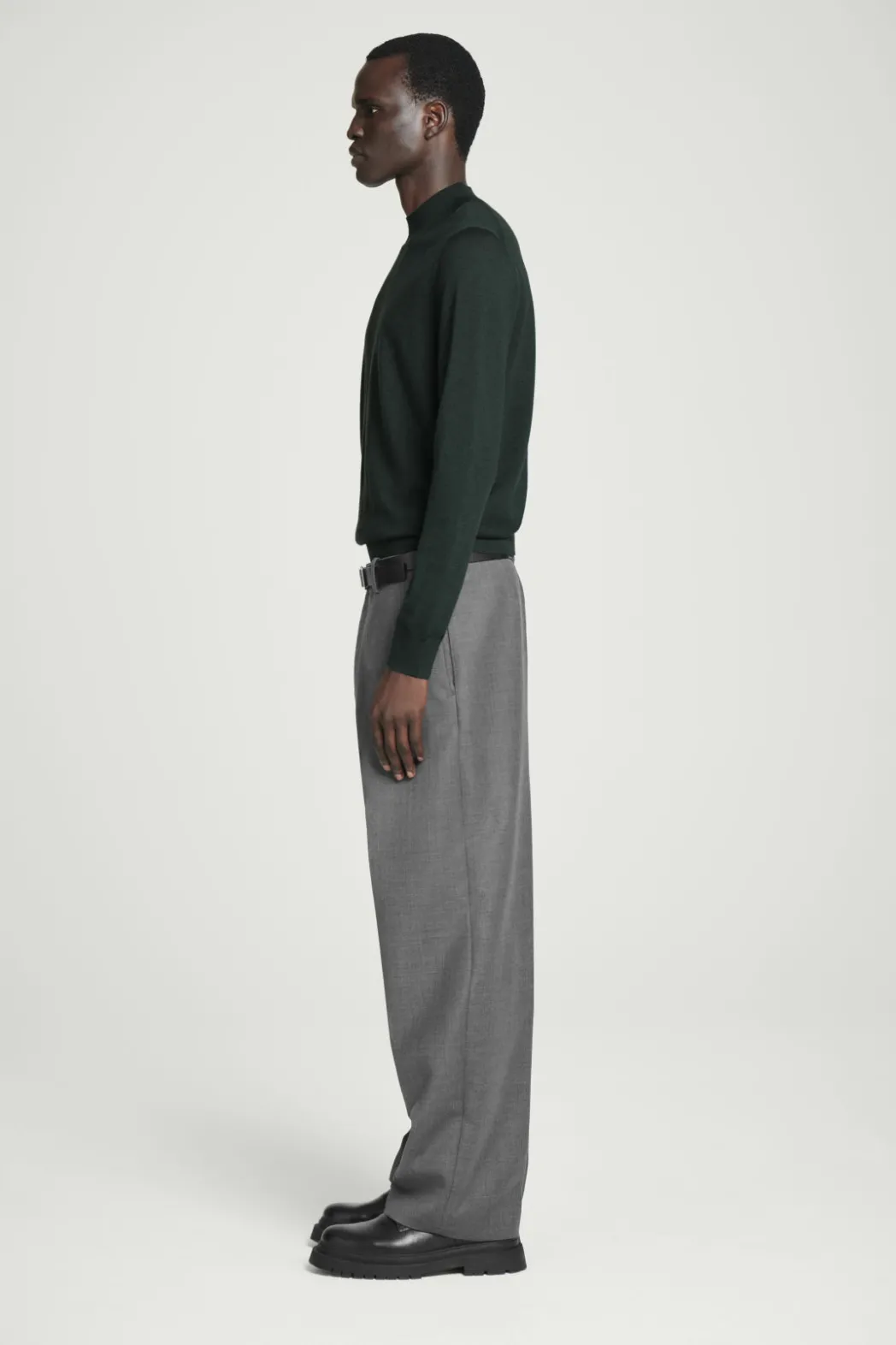 Best COS MERINO WOOL MOCK-NECK JUMPER DARK GREEN