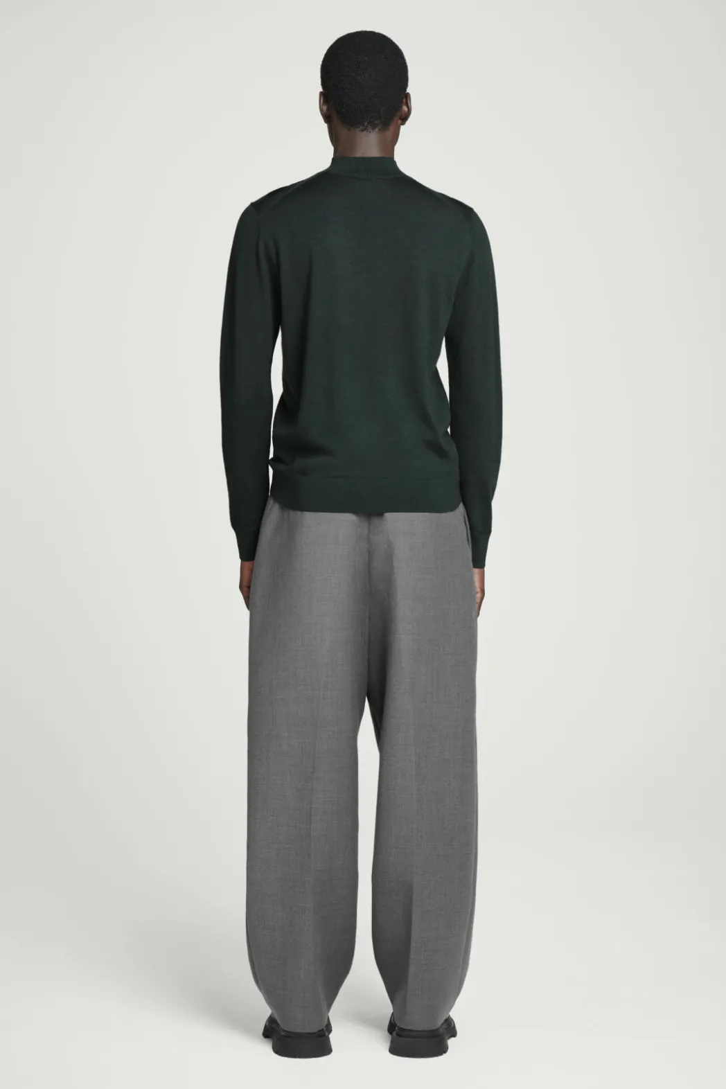Best COS MERINO WOOL MOCK-NECK JUMPER DARK GREEN