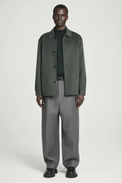 Best COS MERINO WOOL MOCK-NECK JUMPER DARK GREEN