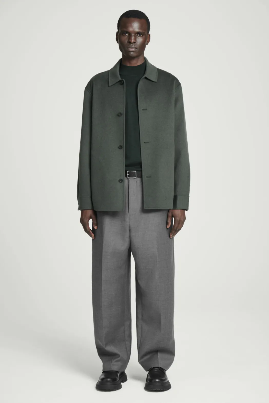 Best COS MERINO WOOL MOCK-NECK JUMPER DARK GREEN