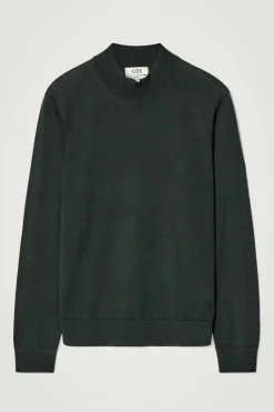 Best COS MERINO WOOL MOCK-NECK JUMPER DARK GREEN