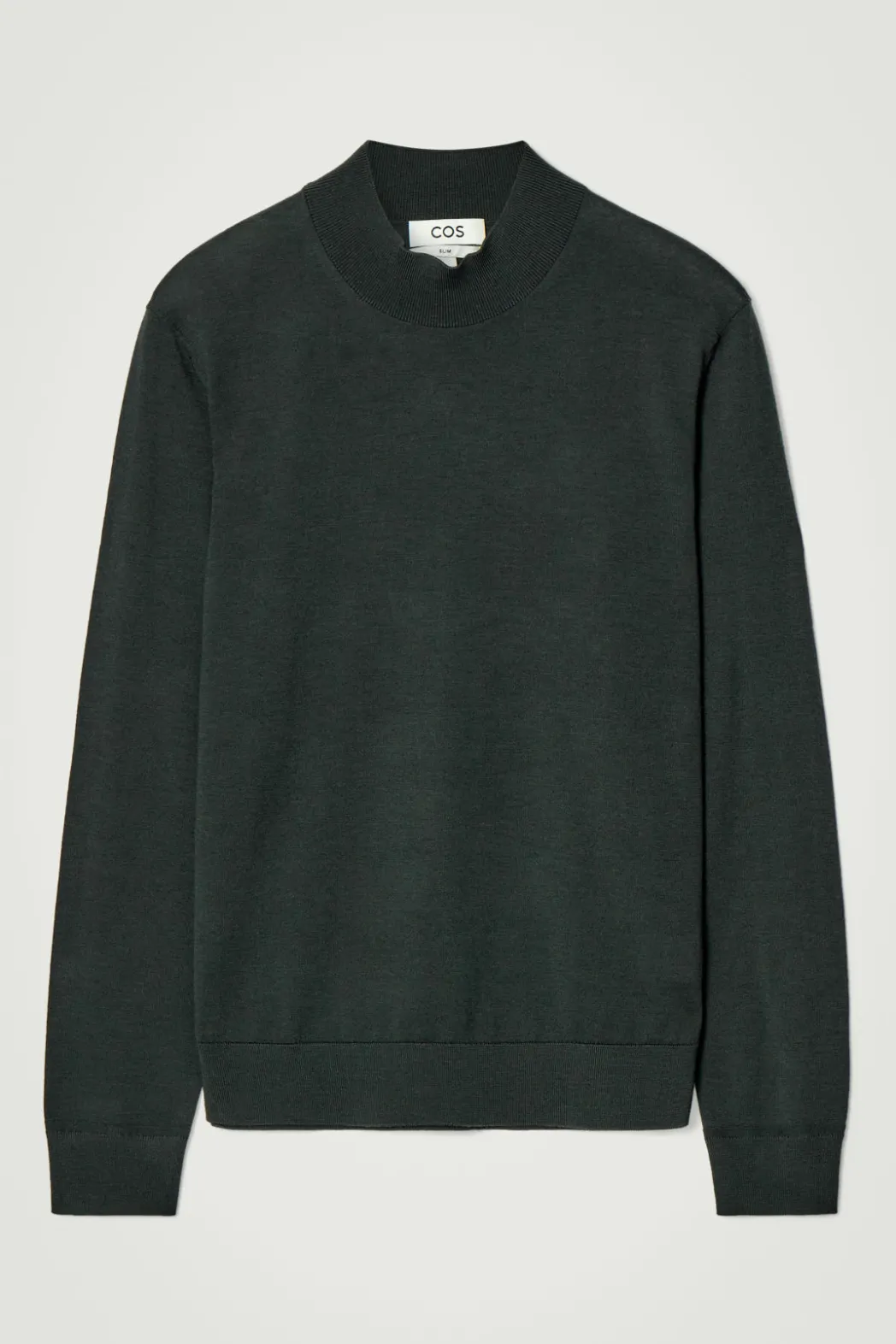 Best COS MERINO WOOL MOCK-NECK JUMPER DARK GREEN