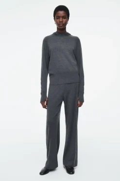 Online COS MERINO WOOL PANTS DARK GRAY