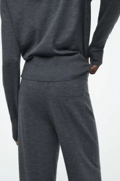 Online COS MERINO WOOL PANTS DARK GRAY