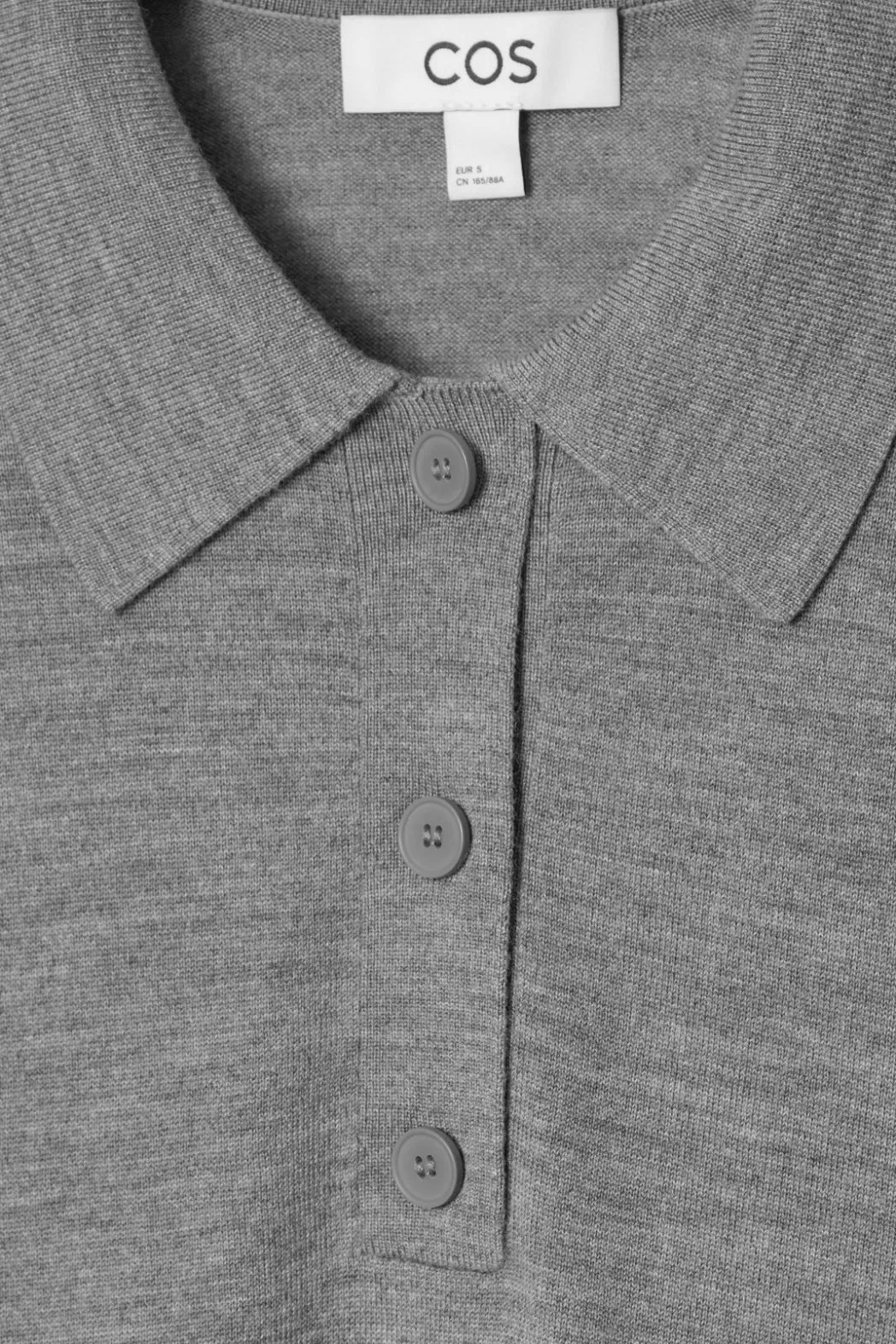 Discount COS MERINO WOOL POLO SHIRT GRAY
