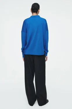Hot COS MERINO WOOL POLO SHIRT BRIGHT BLUE