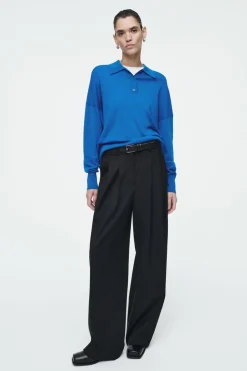 Hot COS MERINO WOOL POLO SHIRT BRIGHT BLUE