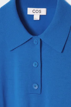 Hot COS MERINO WOOL POLO SHIRT BRIGHT BLUE