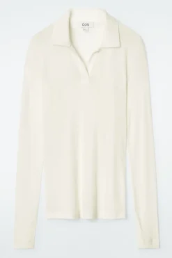 Online COS MERINO WOOL POLO SHIRT IVORY