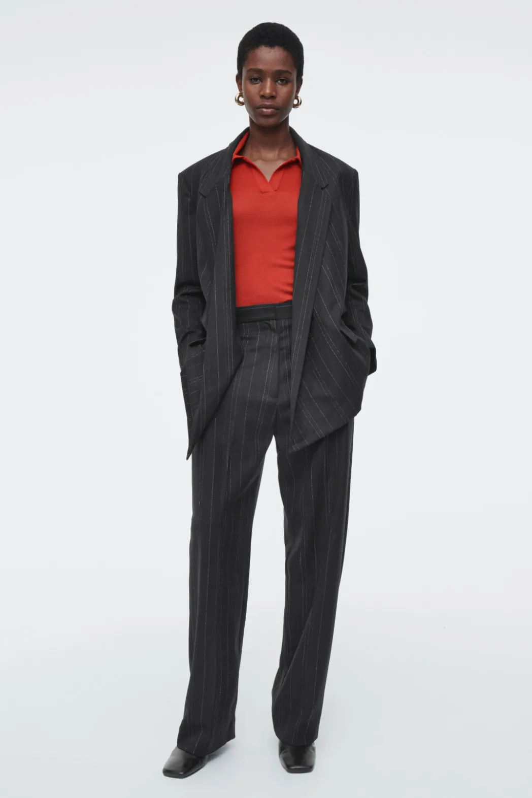 Sale COS MERINO WOOL POLO SHIRT RED