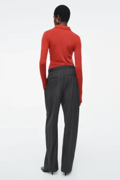 Sale COS MERINO WOOL POLO SHIRT RED