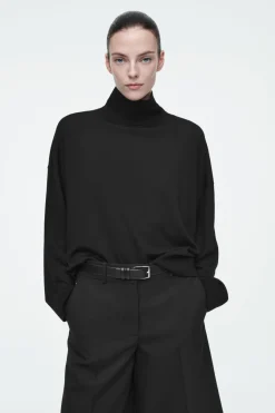 Sale COS MERINO WOOL TURTLENECK SWEATER BLACK