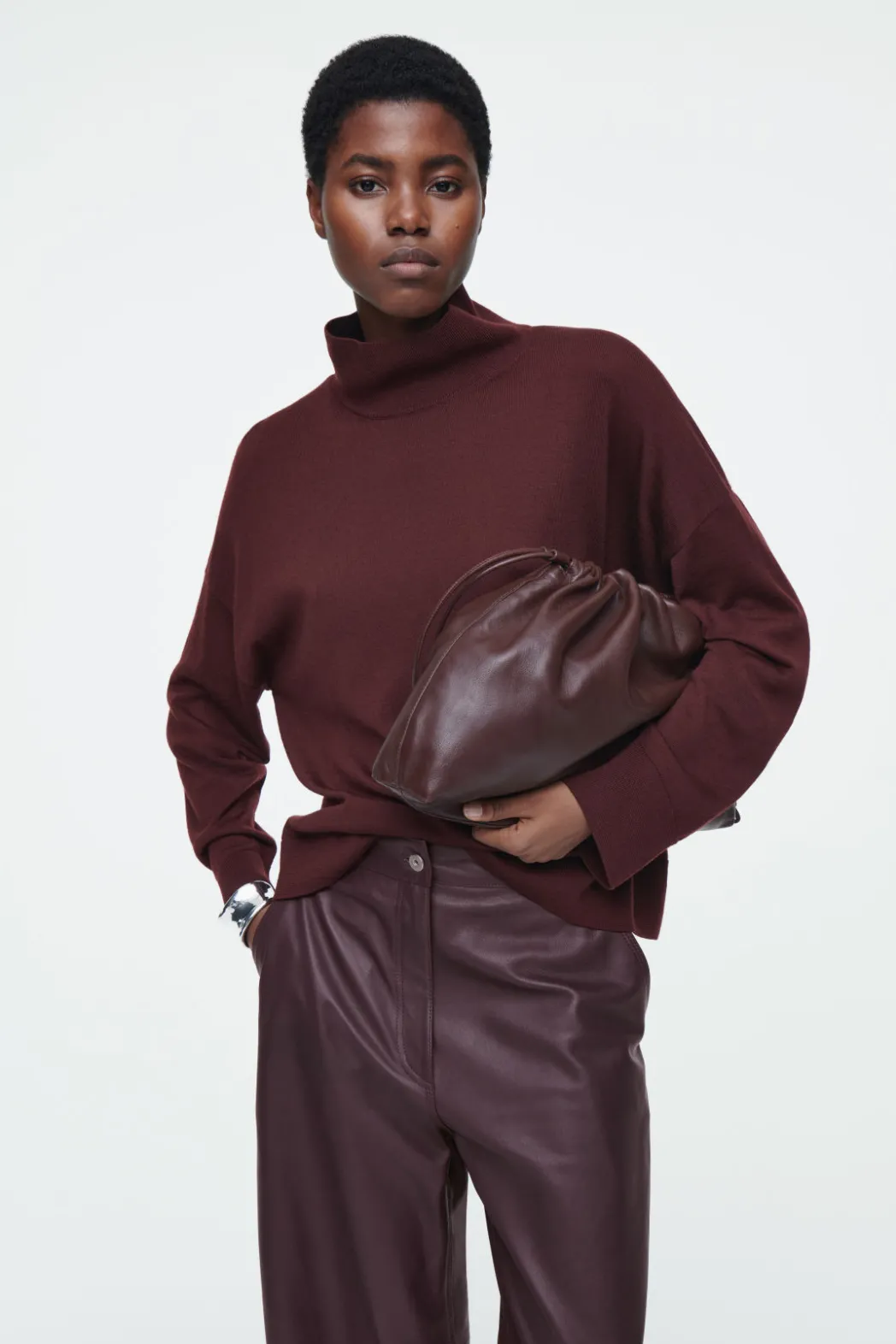 Sale COS MERINO WOOL TURTLENECK SWEATER BURGUNDY