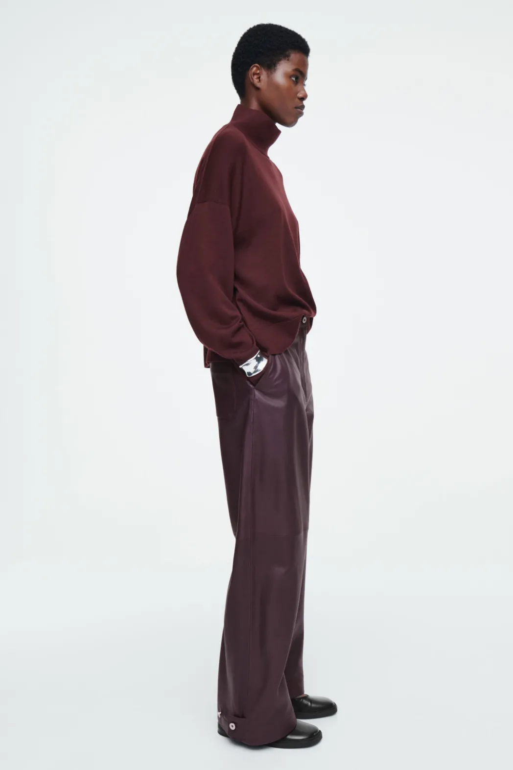 Sale COS MERINO WOOL TURTLENECK SWEATER BURGUNDY