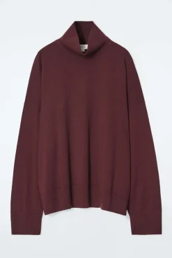 Sale COS MERINO WOOL TURTLENECK SWEATER BURGUNDY