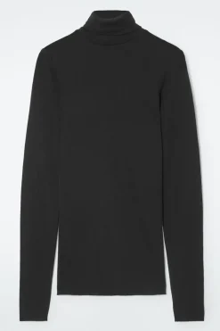 New COS MERINO WOOL TURTLENECK TOP BLACK