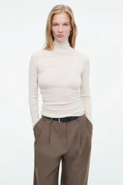 COS MERINO WOOL TURTLENECK TOP WHITE