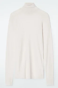 COS MERINO WOOL TURTLENECK TOP WHITE